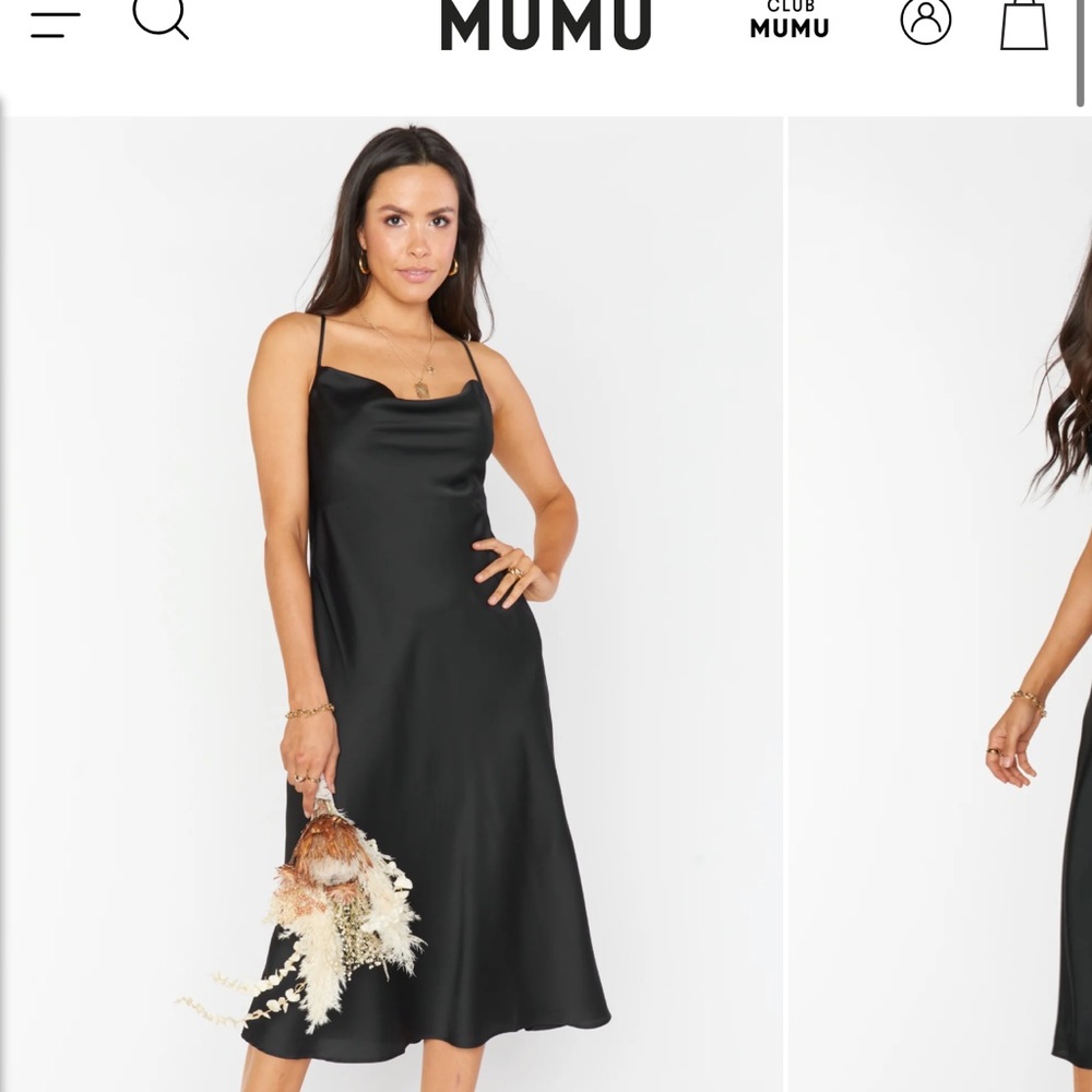 Show me your mumu Verona neck cowl dress. Black satin. Never worn
